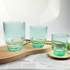 Hot Sale Spray Color Small Striped Glass Candle Holder with Lid