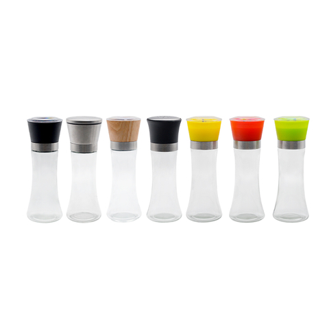 Multi-colored Salt And Pepper Grinder with Stainless-steel / Wooden / Plastic Rotatable Cap 