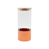 DEROLA Large Capacity Glass Jar with Bamboo Lid And Inner Veritical Pattern, High Borosilicate Cylinder Glass JarFor Food Storage Contanier
