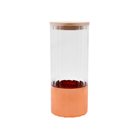 DEROLA Large Capacity Glass Jar with Bamboo Lid And Inner Veritical Pattern, High Borosilicate Cylinder Glass JarFor Food Storage Contanier