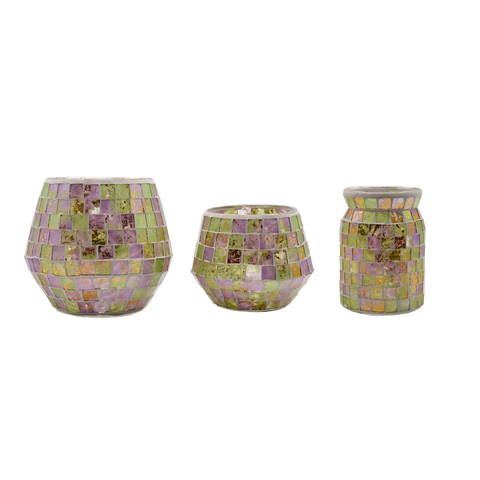 Home Decoration Table Centerpiece Multi Color Tea Light Mosaic Glass Candle Holder