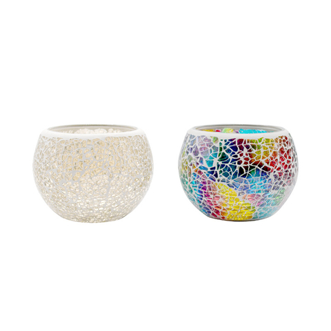 Mosaic Glass with Rope and Shells Glass Candle Holder Table Decor