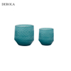 Wholesale Customize White Pink Blue Painting Glass Candle Fire with Wooden And Metal Lids