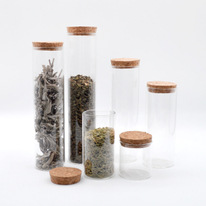 6PCS High Borosilicate Multi-sized Glass Jars with Cork Lid for Food Storage