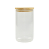 Cylinder Glass Jar with Bamboo Lid And Inner Vertical Streak Pattern