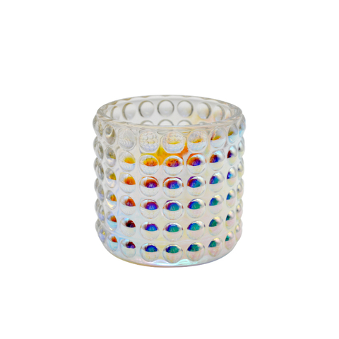 DEROLA Bubbled Glass Candle Holder, Textured Glass Tealight Candle Holder