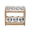 7PCS Glass Food Jars Canister for Candy Coffee Sugar Tea with Bamboo Rack-DRL233011
