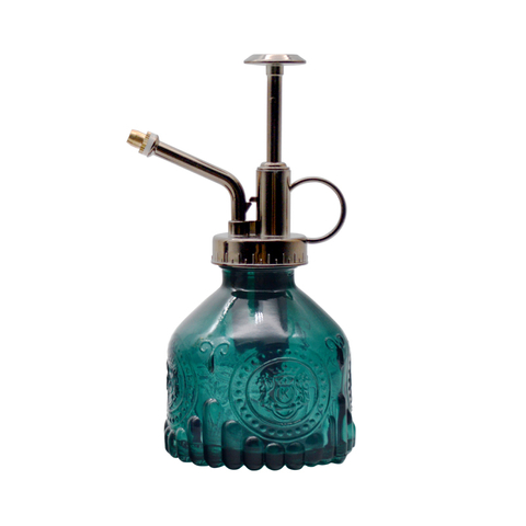 Wholesale Luxury Glass Watering Spray Bottle with Plastic Bronze Plastic Top Pump