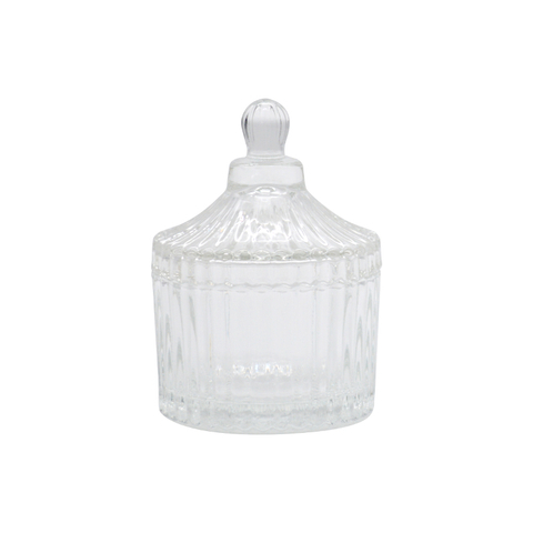 Fashion Spray Technology Outside Glass Candle Holder Electroplating with Machine Carved Glass Candle Jar