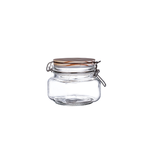 Glass Food Storage Jars with Airtight Lids, Clear Airtight Canister with Bamboo Clamp Lid