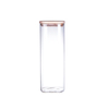 DEROLA Airtight Square Vertical Shape Borosilicate Kitchen Storage Glass Jars Spice Tea Nut Container with Bamboo Lids