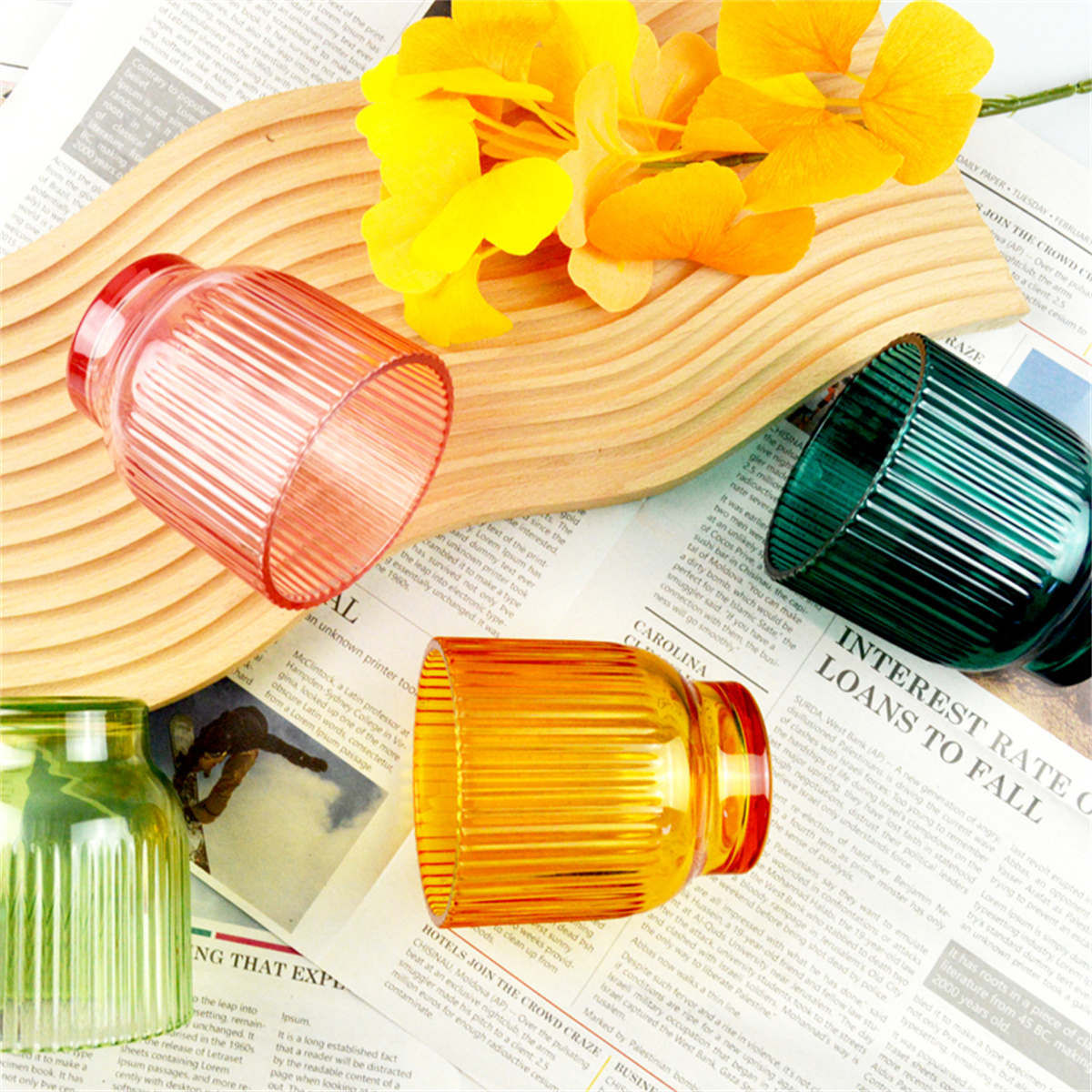 glass amber candle holder-DRL231001
