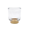 DEROLA Clear Glass Tealight Candle Holder with Golden Base