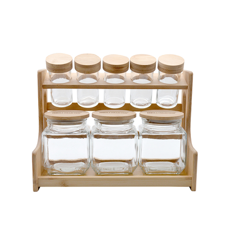 8PCS Set Borosilicate Glass Storage Jar with Rack for Spice and Food-DRL233014
