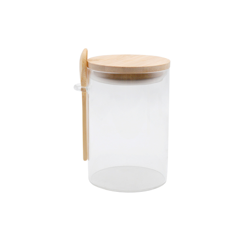 DEROLA Airtight Food Storage Containers, Glass Storage Canister with Wooden Spoon And Bamboo Lids, For Food, Sugar, Coffee, Rice Storage