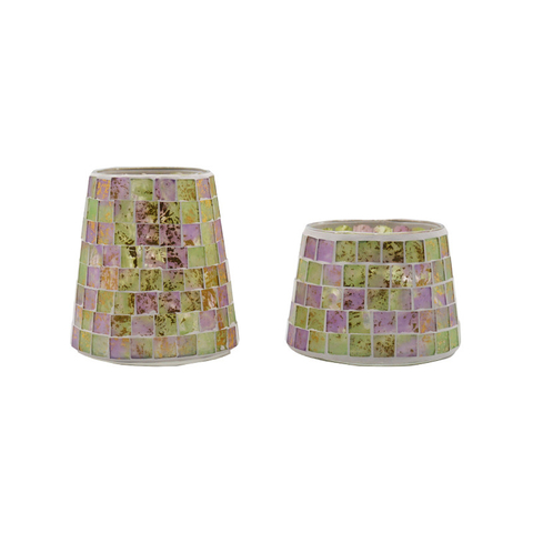 Glass Mosaic Candle Holder (golden/sivler) for Home Decors