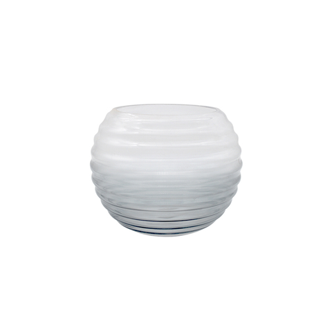 DEROLA Round Ribbed Flower Glass Vase with Gradient Color