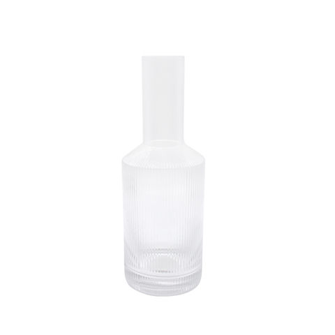 DEROLA Clear Ribbed Glass Vase with Long Neck