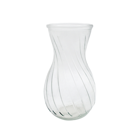 DEROLA Vintage Twisted Clear Glass Flower Vase