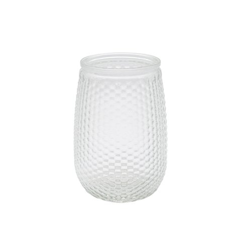 DEROLA Tall Round Clear Embossed Glass Vase