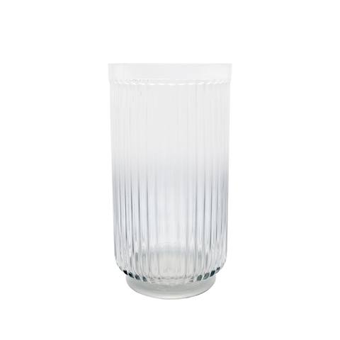 Simple Elegant Wide Mouth Smooth Clear Glass Vase for Wedding Decoration